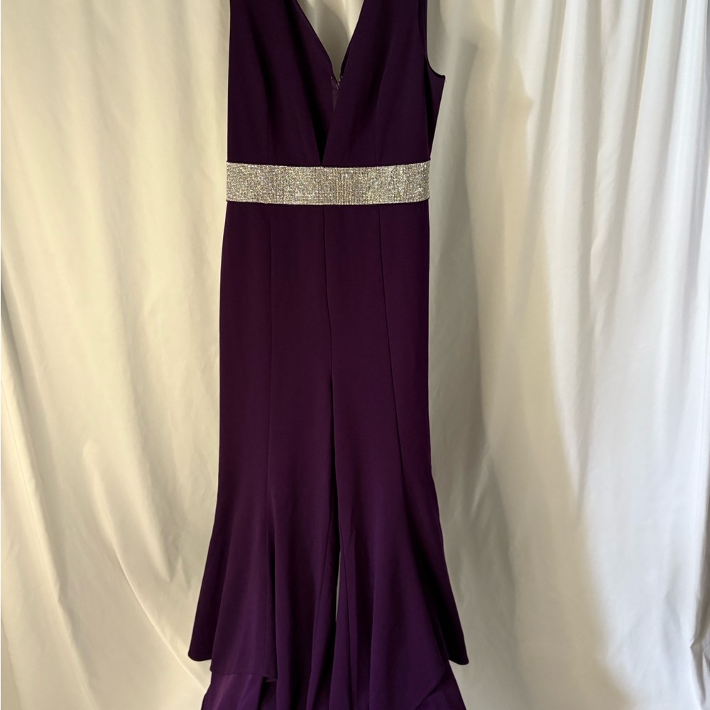 Elegant Purple Sleeveless Dressy jumpsuit with Silver Accents - Picture 9 of 9